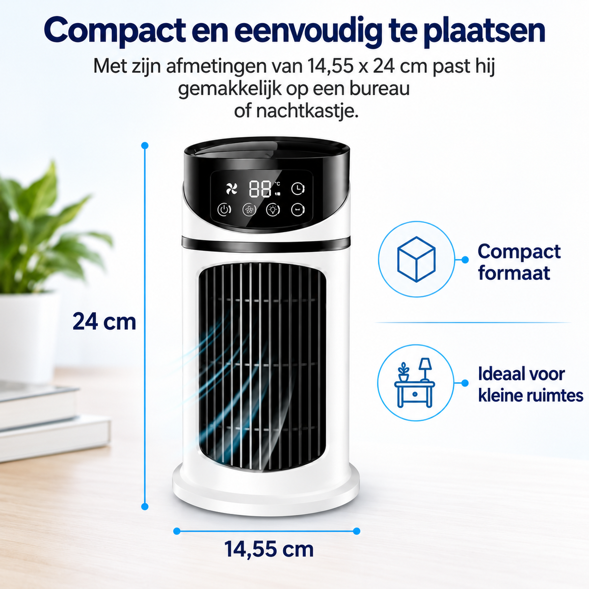 Burea ventilator met verdampingskoelsysteem - USB, 6 snelheden
