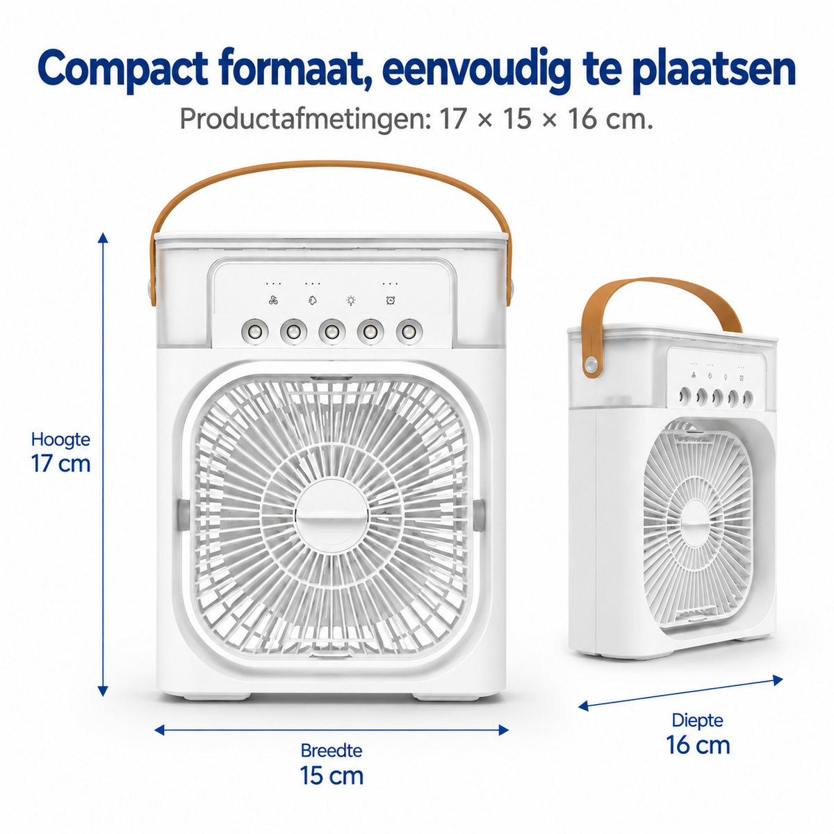 Draagbare verdampingsluchtkoeler – Compacte vernevelingsventilator met LED-verlichting