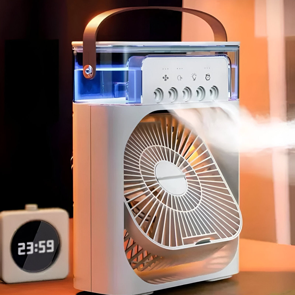 Draagbare verdampingsluchtkoeler – Compacte vernevelingsventilator met LED-verlichting