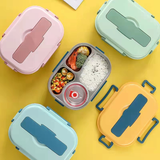 Thermo-Lunchbox van roestvrij staal – binnenin van roestvrij staal – 3 of 4 vakken met soepkom – Wandklok