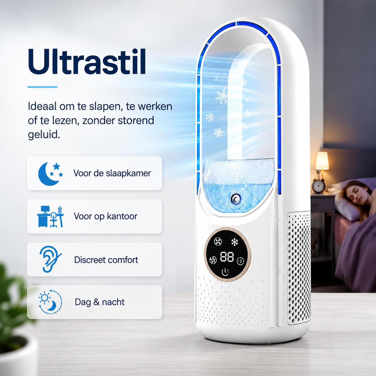 Draagbare luchtverfrisser – USB-voeding – 6 snelheden – Voor thuis, op kantoor en op reis