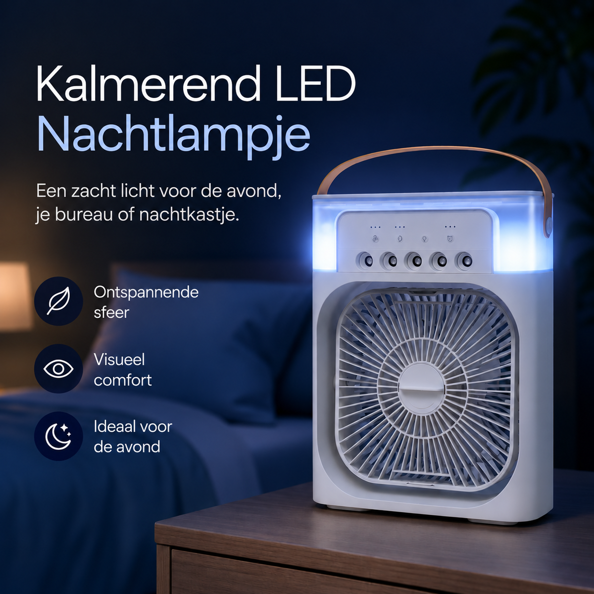Draagbare verdampingsluchtkoeler – Compacte vernevelingsventilator met LED-verlichting