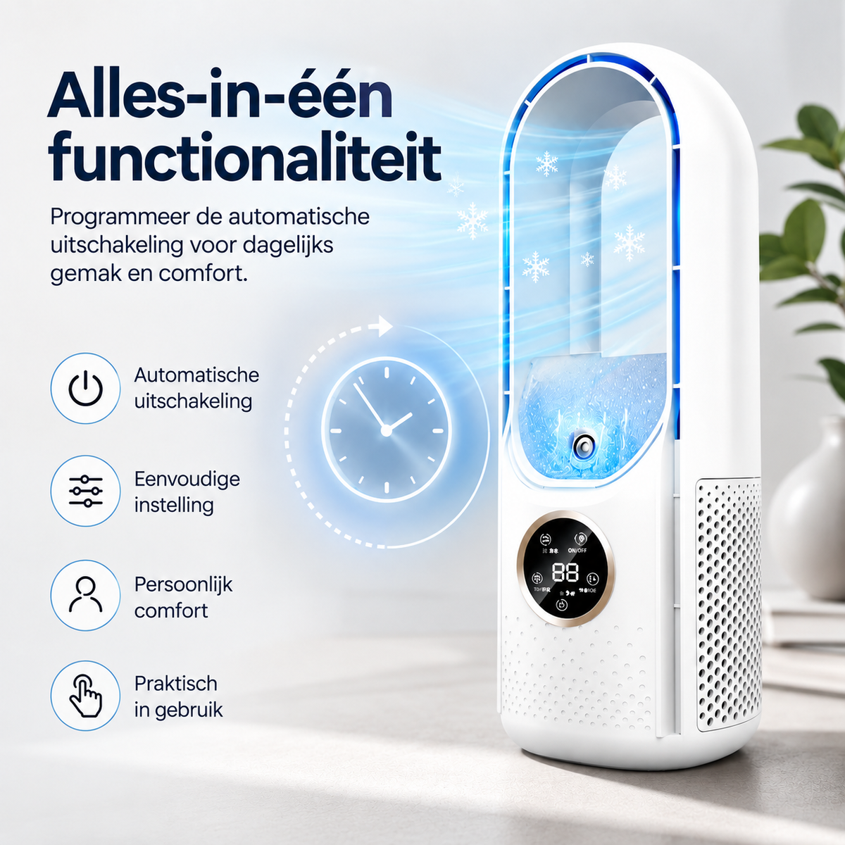 Draagbare luchtverfrisser – USB-voeding – 6 snelheden – Voor thuis, op kantoor en op reis
