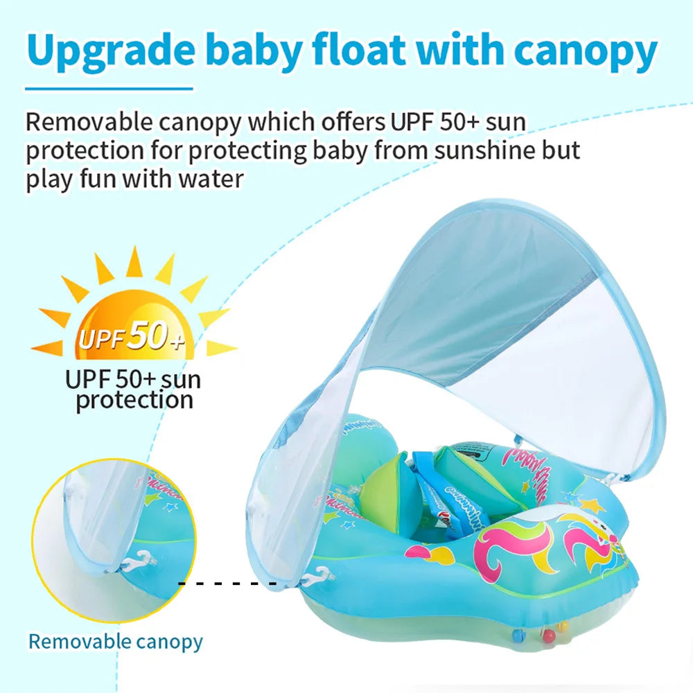 Opblaasbare Baby Zwemring met Zonnescherm – Bescherming en Plezier