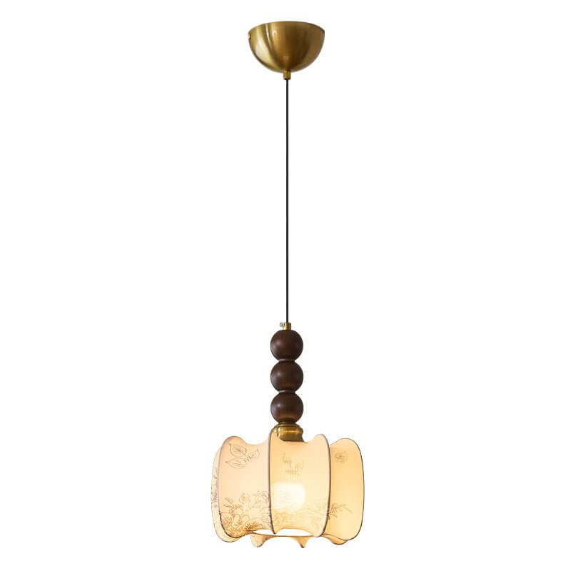 Hanglamp met Glas - Hout & Metaal
