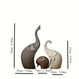 Set van 3 Keramische Olifantenbeeldjes – Moderne Matte Decoratie voor Woonkamer of Kantoor
