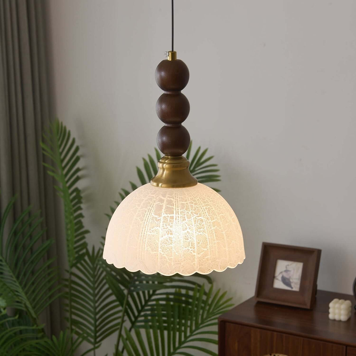 Hanglamp met Glas - Hout & Metaal