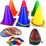 Kleurrijke Ringwerpset – Cones, Ringen en Bonenzakken voor Gezinsplezier