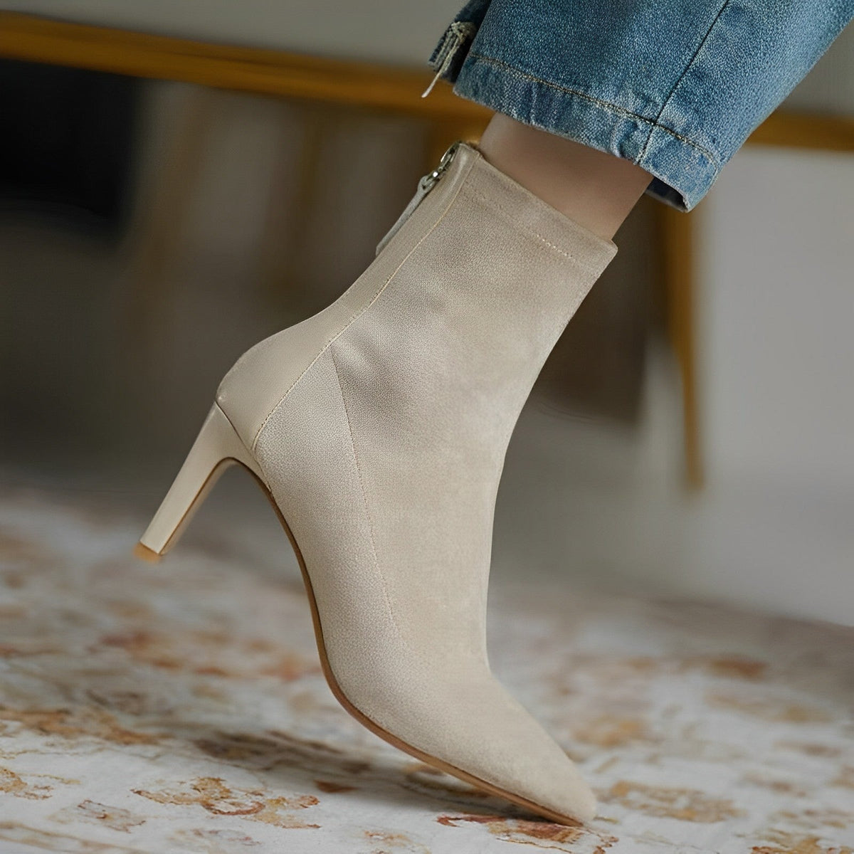 SEREEN | Dames Enkellaarsjes met Slanke Hak en Luxe Look