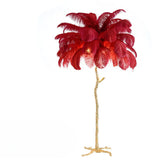 Hoge lamp met veren die luxe in elk interieur brengt!