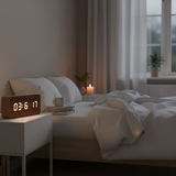 TimeWood | Digitale Houten Klok met LED-display, Stille-functie & Modern Design