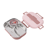 Thermo-Lunchbox van roestvrij staal – binnenin van roestvrij staal – 3 of 4 vakken met soepkom – Wandklok