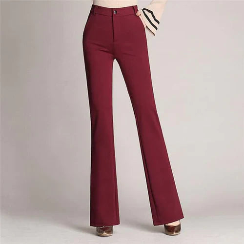 Slanke Uitlopende High Waist Broek – Mila