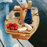 Elegante Eiken Picknick Wijn Tafel – Compact & Veelzijdig