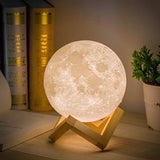 Magische Maanlamp - met Draadloze Touch Control en Houten Stand