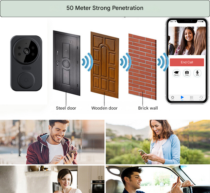 Zwarte Slimme Wi-Fi Deurbel met Camera – Noctiq