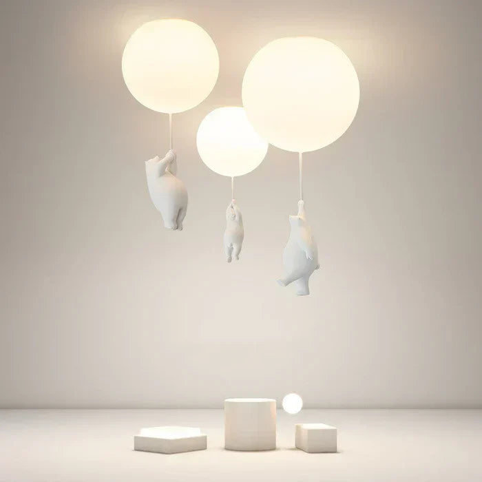 Kinderhanglamp | Beer en Ballon Design | CloudBear | Speels en Uniek Ontwerp | LED Verlichting | Hoogwaardig Kunststof en Metaal | Voor Kinderslaapkamers | 40 cm Diameter