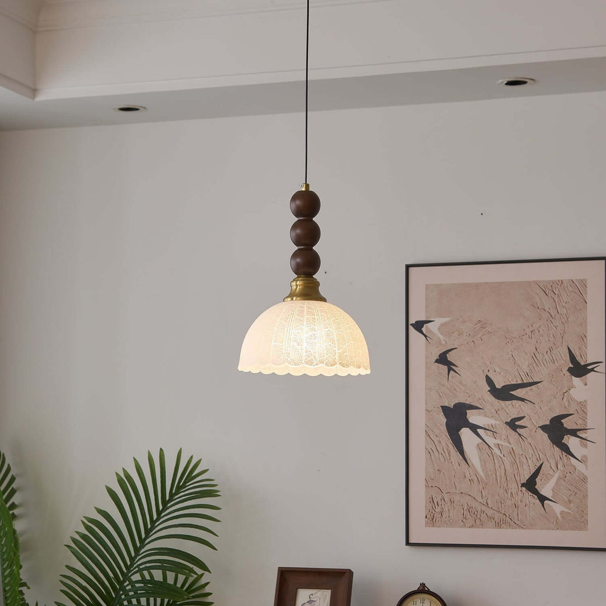 Hanglamp met Glas - Hout & Metaal