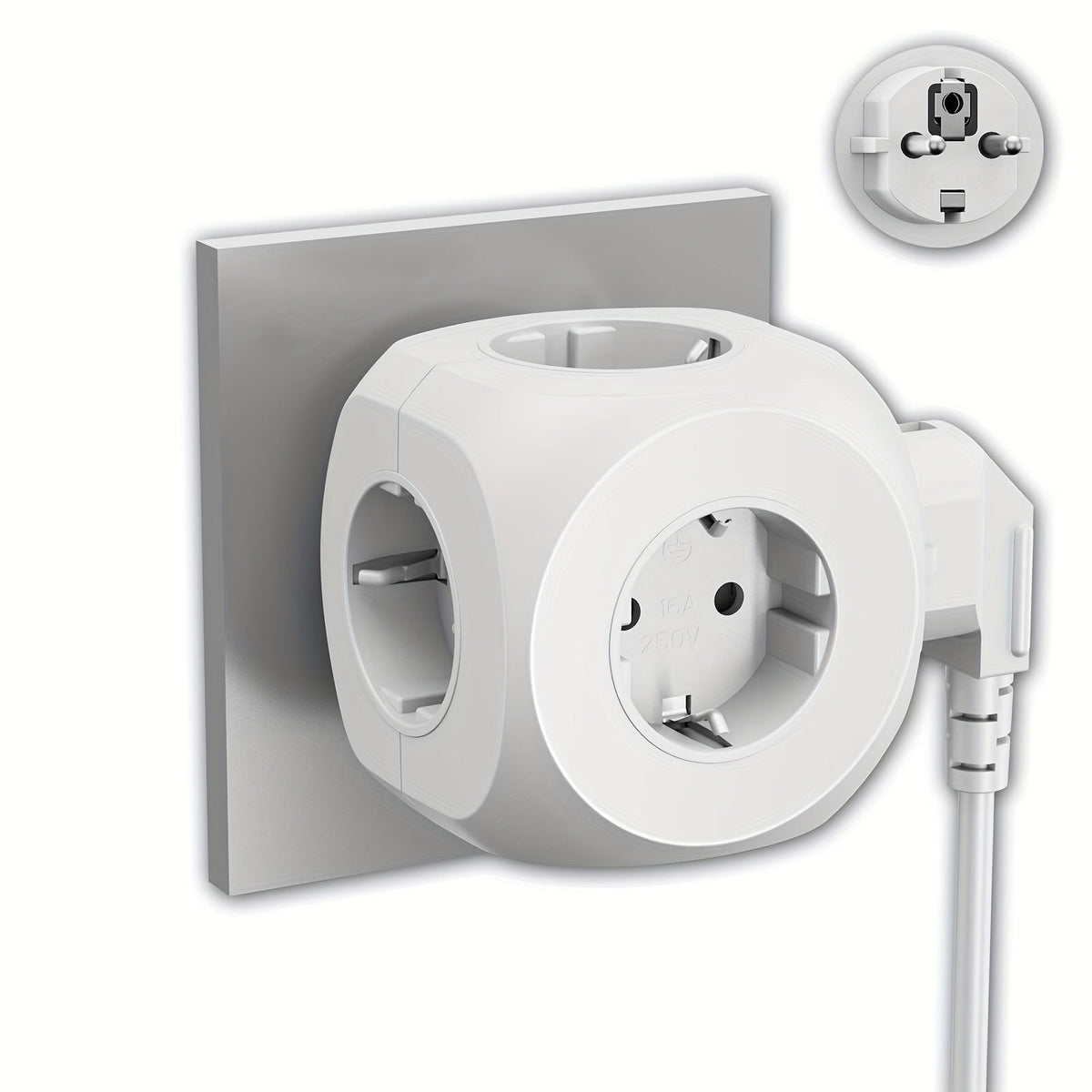 FlexiPower Stekkerdoos - Voor Gemak en Veiligheid Waar Je Ook Bent | Stekkerdoos Cube 5-in-1 Compact Vrijheid Veilig Vlamvertragend Reizen 250V 16A Elektronica Accessoires Mis Niets Thuis Kantoor