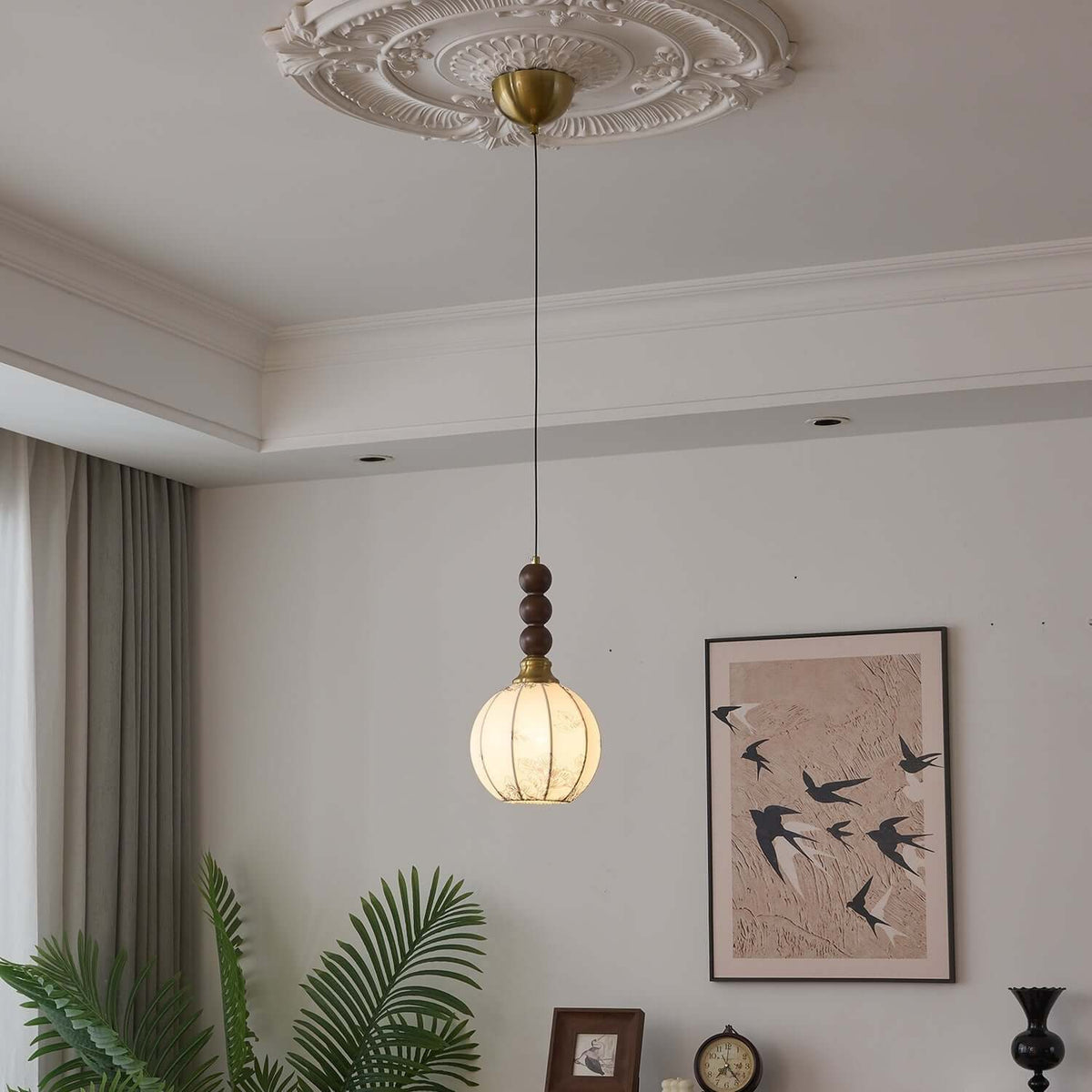 Hanglamp met Glas - Hout & Metaal