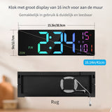LumiWall Digitale Wandklok – Groot, Kleurijk en Makkelijk Afleesbaar