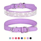 Verstelbare Leren Hondenhalsband met Strass – Sterk en Duurzaam