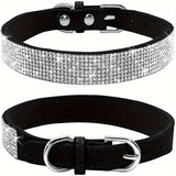 Verstelbare Leren Hondenhalsband met Strass – Sterk en Duurzaam