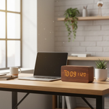 TimeWood | Digitale Houten Klok met LED-display, Stille-functie & Modern Design