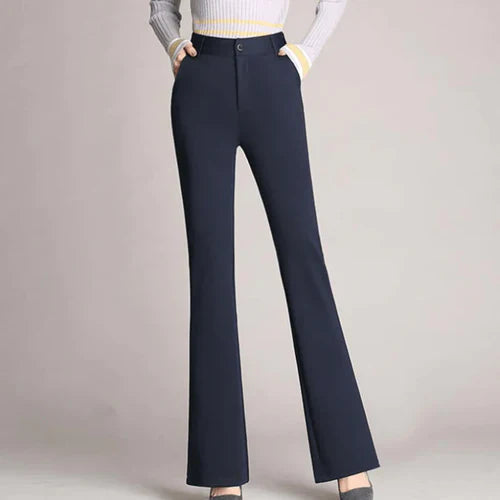 Slanke Uitlopende High Waist Broek – Mila