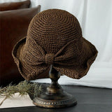 Retro Vouwbare Strohoed met Strik