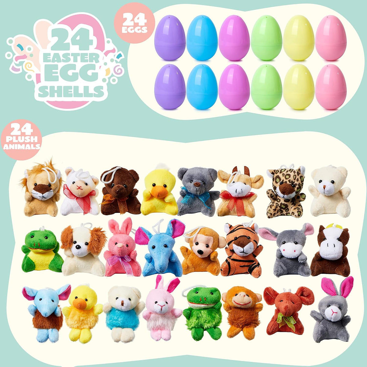 Pluche Paaseieren met Mini-Dieren voor Kinderen – 12 Stuks Verrassings-eieren