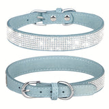 Verstelbare Leren Hondenhalsband met Strass – Sterk en Duurzaam