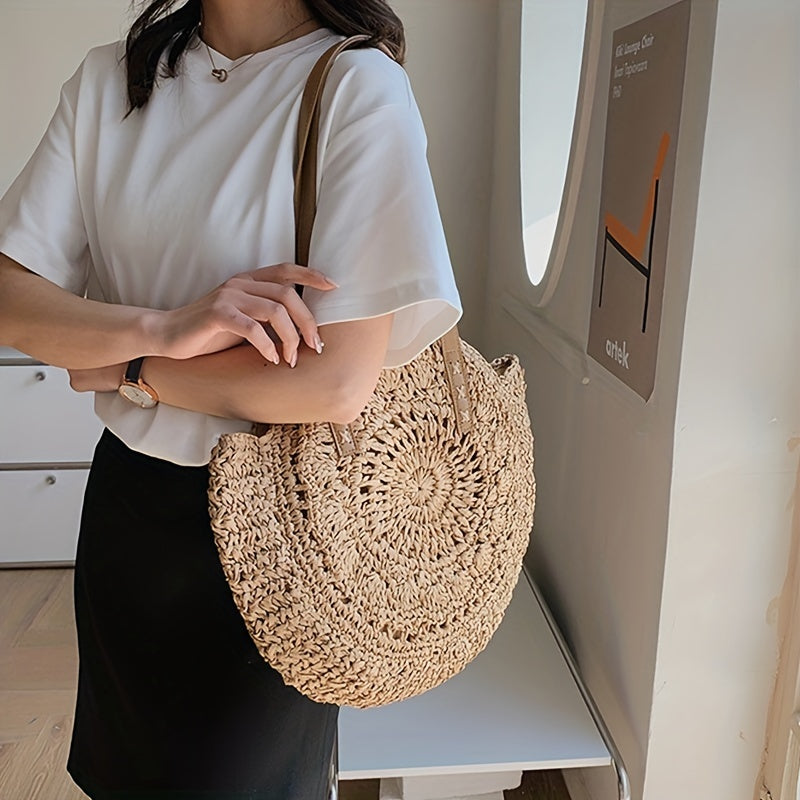 SunWave Ronde Stro Schoudertas – Casual en Luchtig