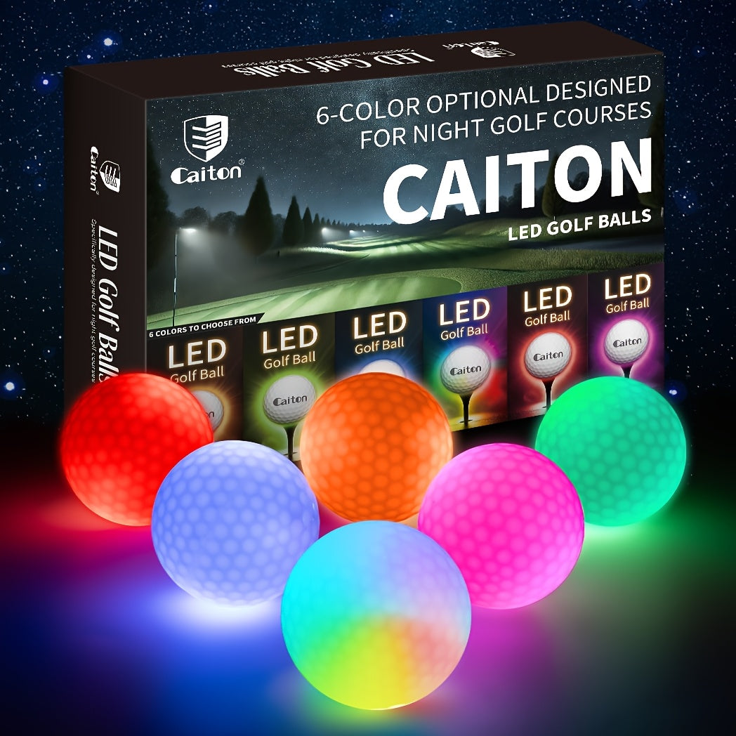 Caiton – 6-Pack LED Golfballen met Sensor | Verlichte Golfballen | Voor Nachtgolf, Feestdagen & Cadeau-ideeën