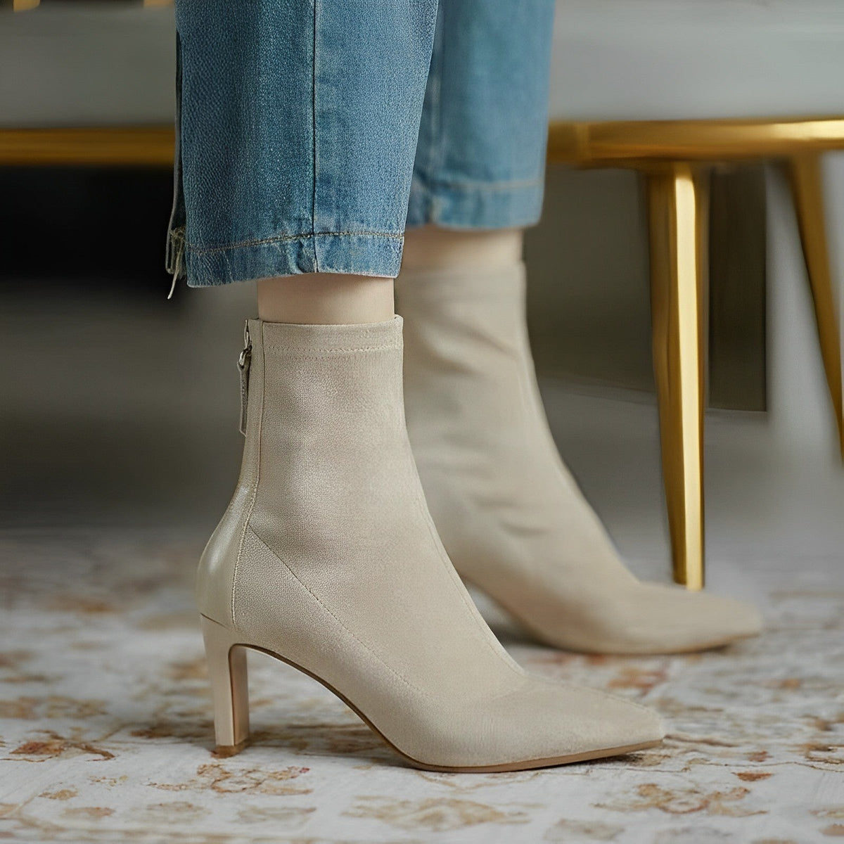 SEREEN | Dames Enkellaarsjes met Slanke Hak en Luxe Look