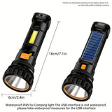 SolarBeam LED Zaklamp - Oplaadbaar met Zonnepaneel & USB
