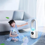 202Portable Airco - Draagbare Stille Aircooler - USB-Aangedreven - 6 Snelheden - Voor Thuis, Kantoor & Reizen - Wit/Blauw