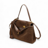 Laura – Grote handtas van faux suede in rechthoekige vorm