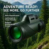Compact 600x Ultra-Zoom Monoculair | HD Meervoudig Gecoat Optisch Glas | HyperClarity Lens Technologie | Weerbestendig & Schokbestendig Chassis | Geïntegreerde Smartphone Adapter | Lichtgewicht < 200g Langeafstandscamera