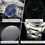 Waterdichte luxe herenarmbandhorloge van topmerk met lichtfunctie