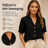 Celyra | Trendy Katoen en Linnen T-shirt voor Vrouwen | Comfortabel Vrouwen T-shirt Korte Lange Mouw | Envelophals Knoopdetails | Ademend en Stijlvol Katoen-Linnen Mix T-shirt voor Elke Dag