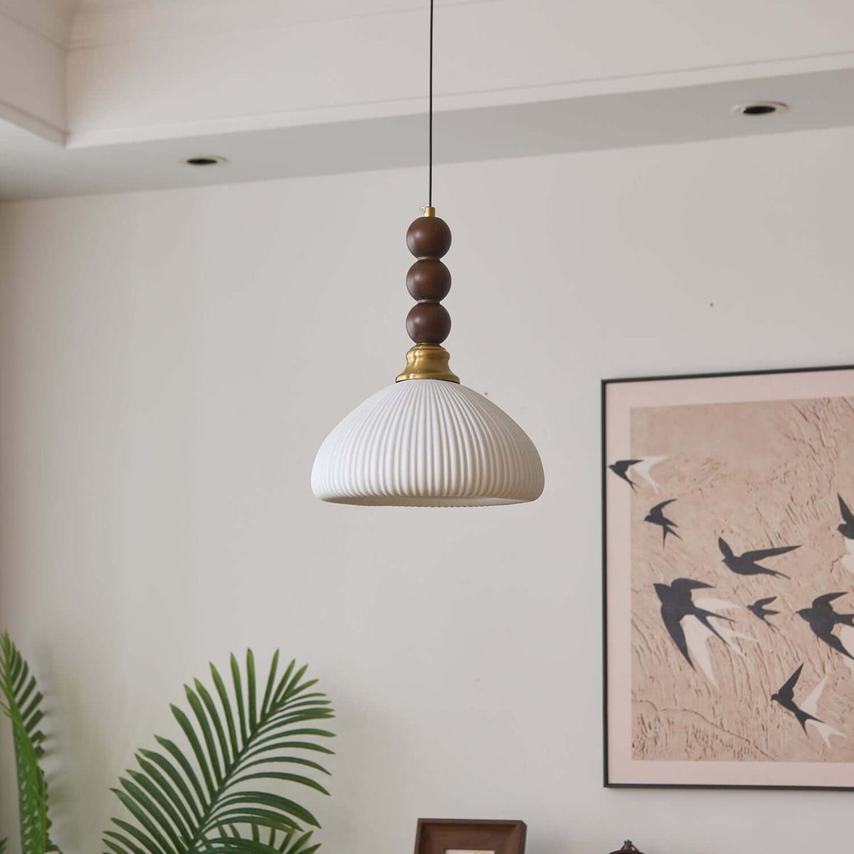 Hanglamp met Glas - Hout & Metaal