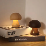 Oplaadbare Houten Paddenstoel Lamp – Touch Control LED Tafellamp