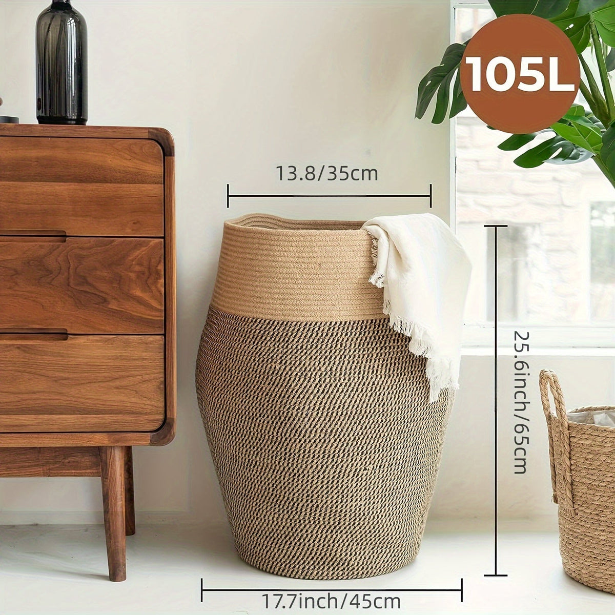 Grote Geweven Wicker Wasmand – Praktisch en Elegant voor Elke Wasruimte