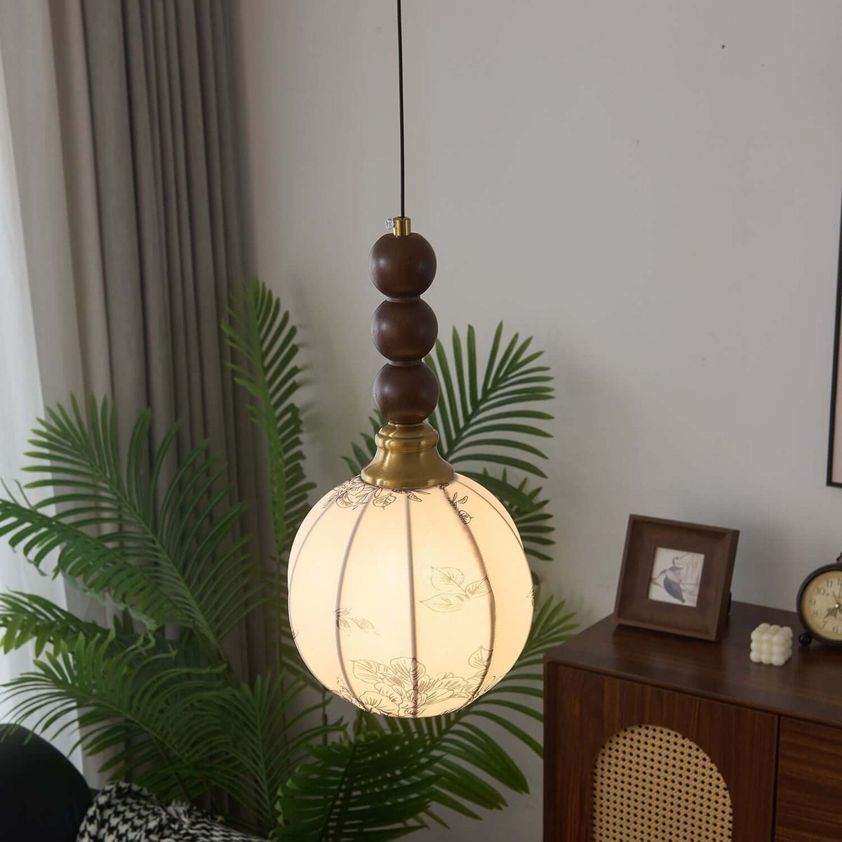 Hanglamp met Glas - Hout & Metaal
