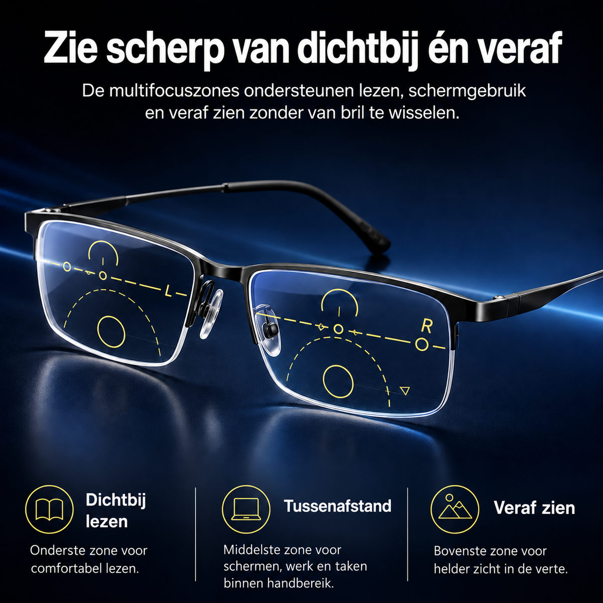 Intelligente Duitse Progressieve Brillen Aerisyn Met Multi-Zone Focus