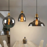 Industriële retro hanglamp met glas – Kappen van gerookt glas