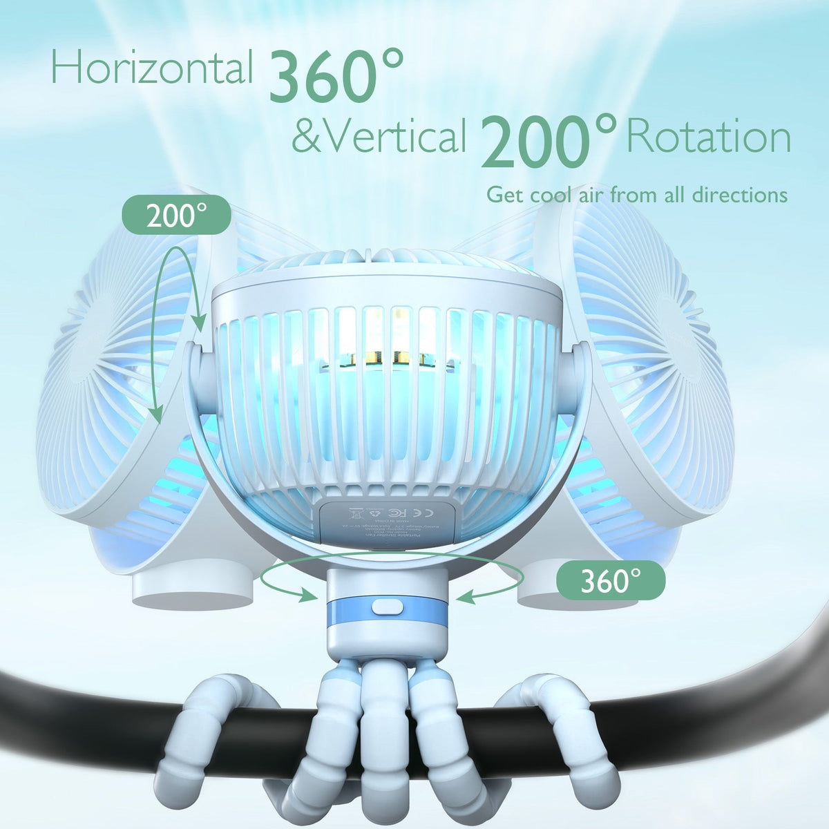 USB Oplaadbare Handheld Koelventilator voor Reizen