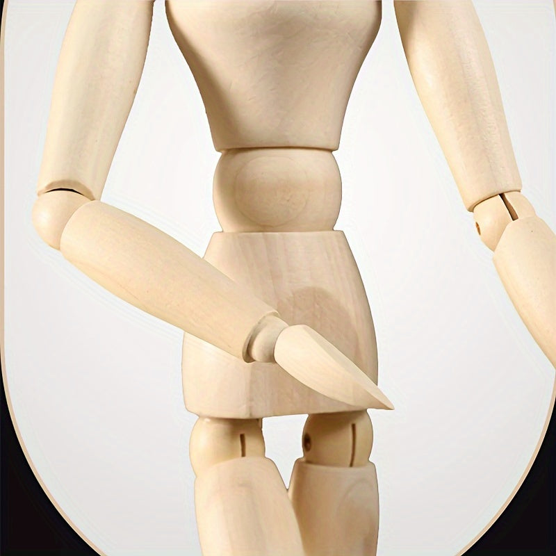 Abrikoos Houten Kunstmannequin – Flexibel en Natuurlijke Look