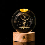 3D Kristallen LED Lamp – Decoratieve Lichtbol met Houten Basis
